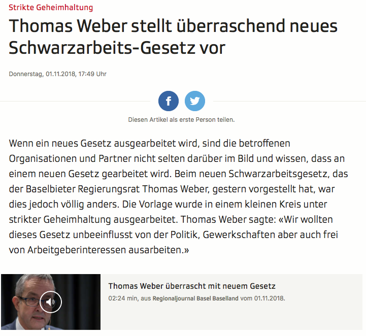 Thomas Weber, SRF: „Thomas Weber stellt überraschend neues Schwarzarbeits-Gesetz vor“