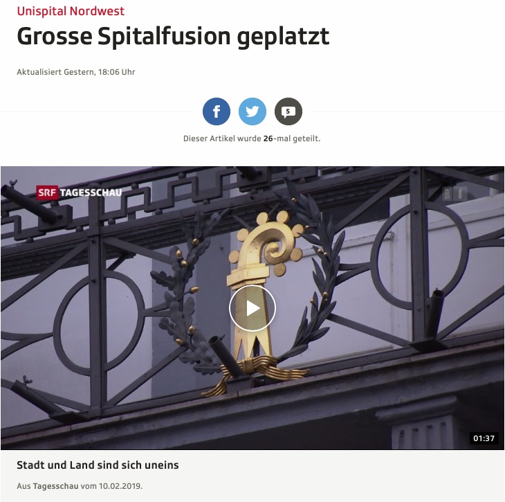 Thomas Weber, SRF: „Unispital Nordwest – Grosse Spitalfusion geplatzt“