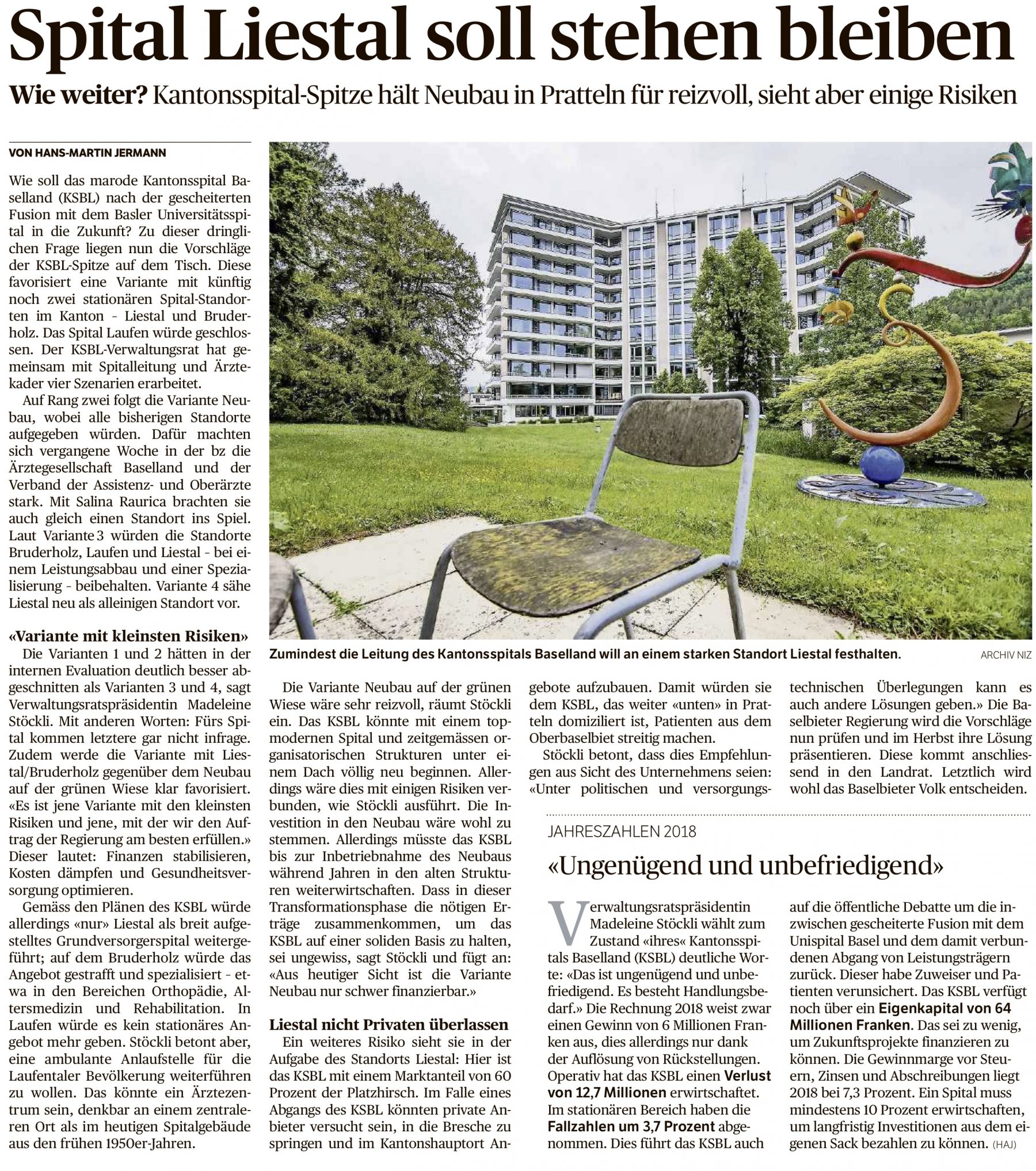Thomas Weber, bz: „Spital Liestal soll stehen bleiben“